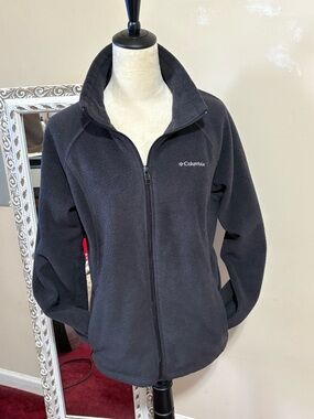 Columbia Black Full-Zip Fleece Jacket with Stand Collar